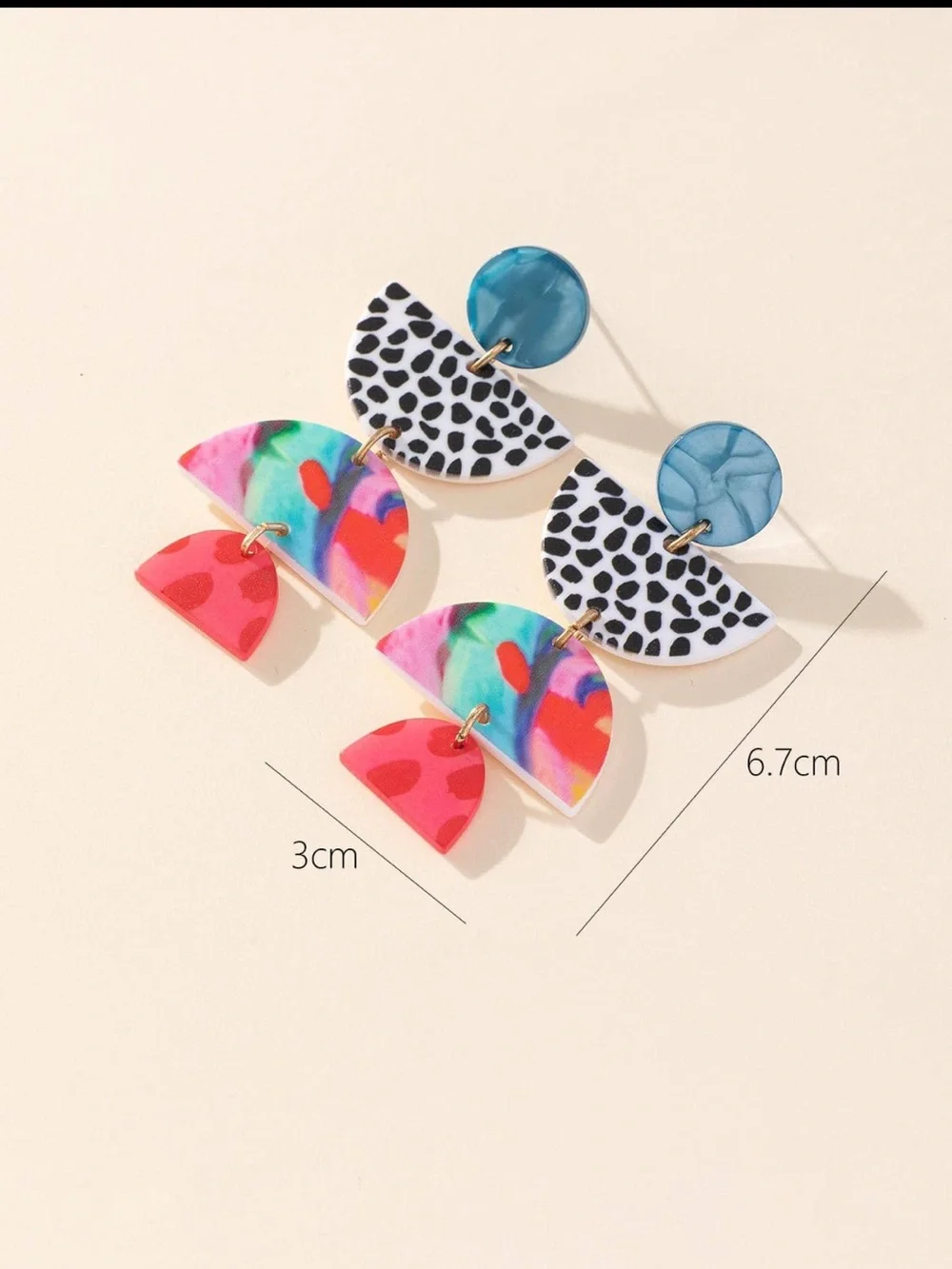 Colorblock Geometric Drop Earrings — Multicolor